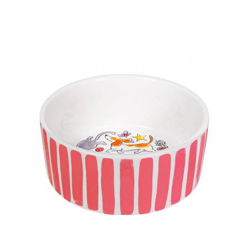 Food bowl Red Stripes Happy