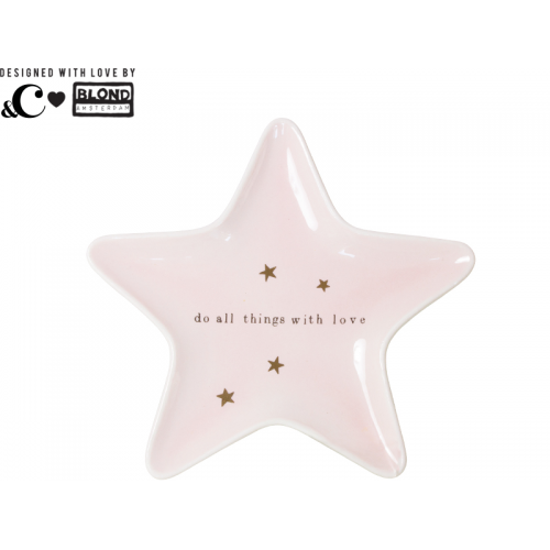 Pink star shaped plate - Do all the things with love