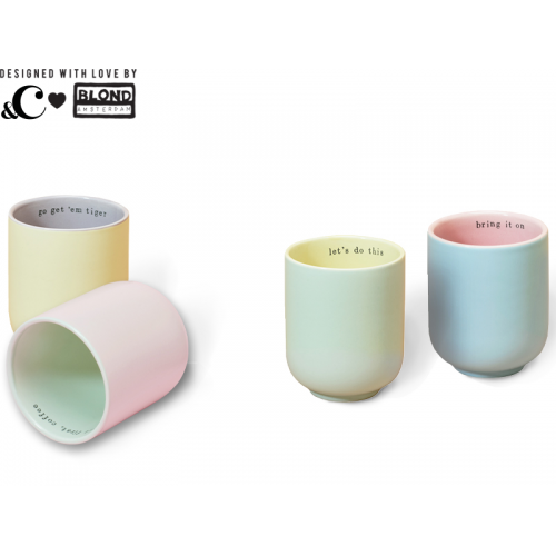 Set of 4 Pastel-Coloured Coffee Cups